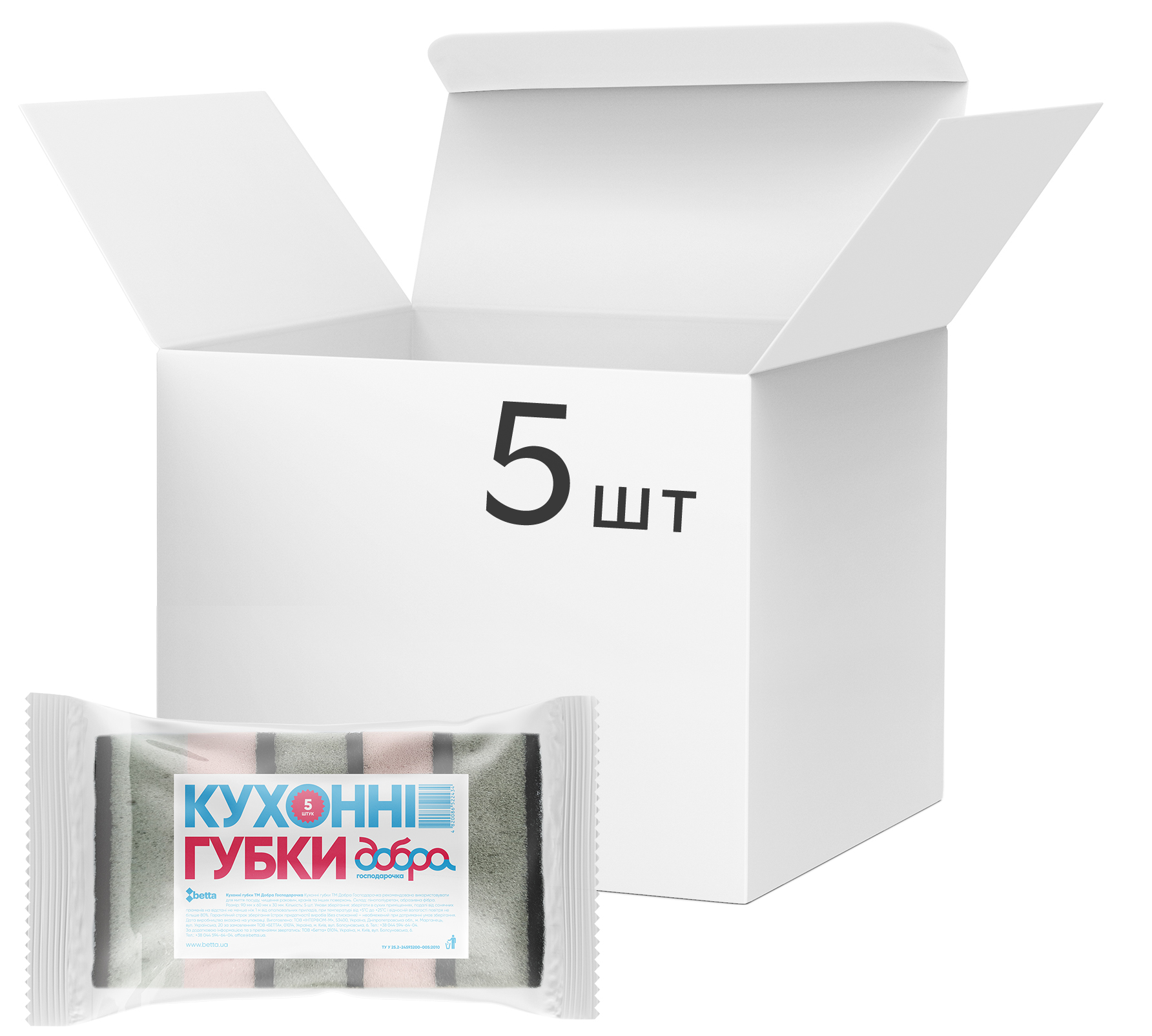 Набір губок кухонних ДОБРА ГОСПОДАРОЧКА 5 шт(4820086522434)